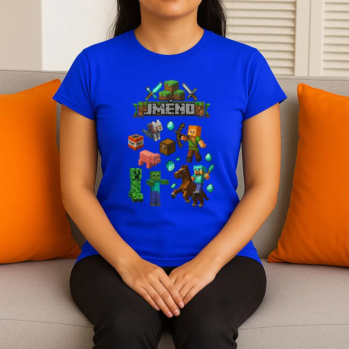 Tričko se jménem pro fanoušky hry Minecraft  - dámské tričko s potiskem - personalizovaný produkt