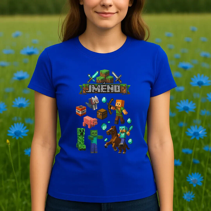 Tričko se jménem pro fanoušky hry Minecraft  - dámské tričko s potiskem - personalizovaný produkt