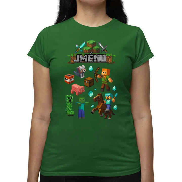 Tričko se jménem pro fanoušky hry Minecraft  - dámské tričko s potiskem - personalizovaný produkt