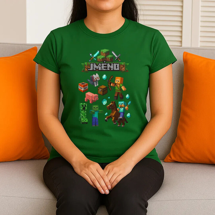 Tričko se jménem pro fanoušky hry Minecraft  - dámské tričko s potiskem - personalizovaný produkt