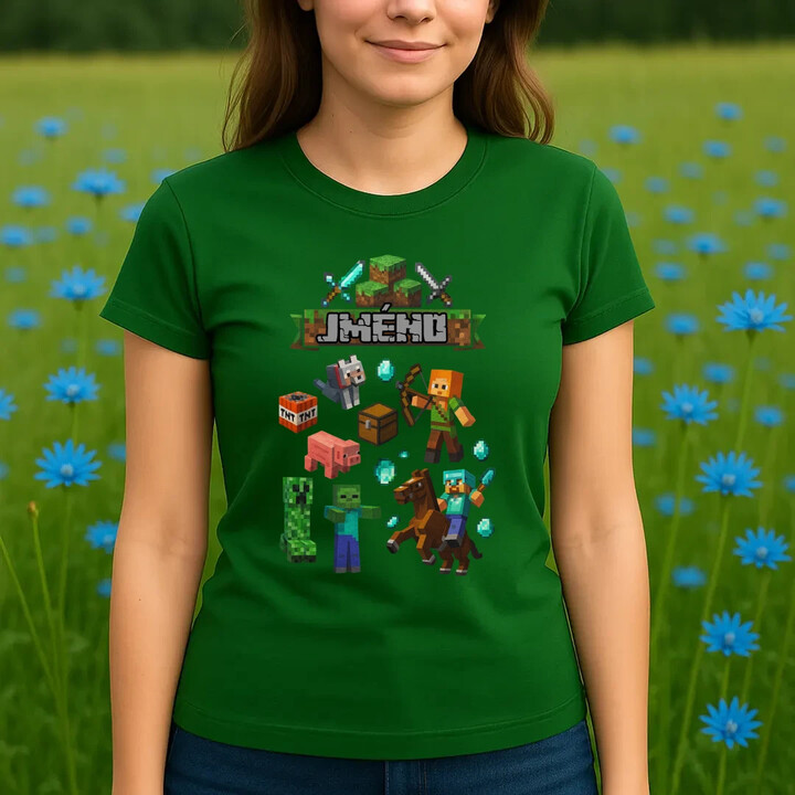 Tričko se jménem pro fanoušky hry Minecraft  - dámské tričko s potiskem - personalizovaný produkt