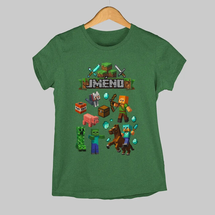 Tričko se jménem pro fanoušky hry Minecraft  - dámské tričko s potiskem - personalizovaný produkt
