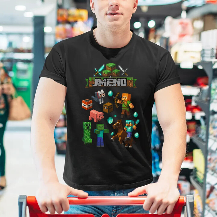 Tričko se jménem pro fanoušky hry Minecraft - pánské tričko s potiskem - personalizovaný produkt