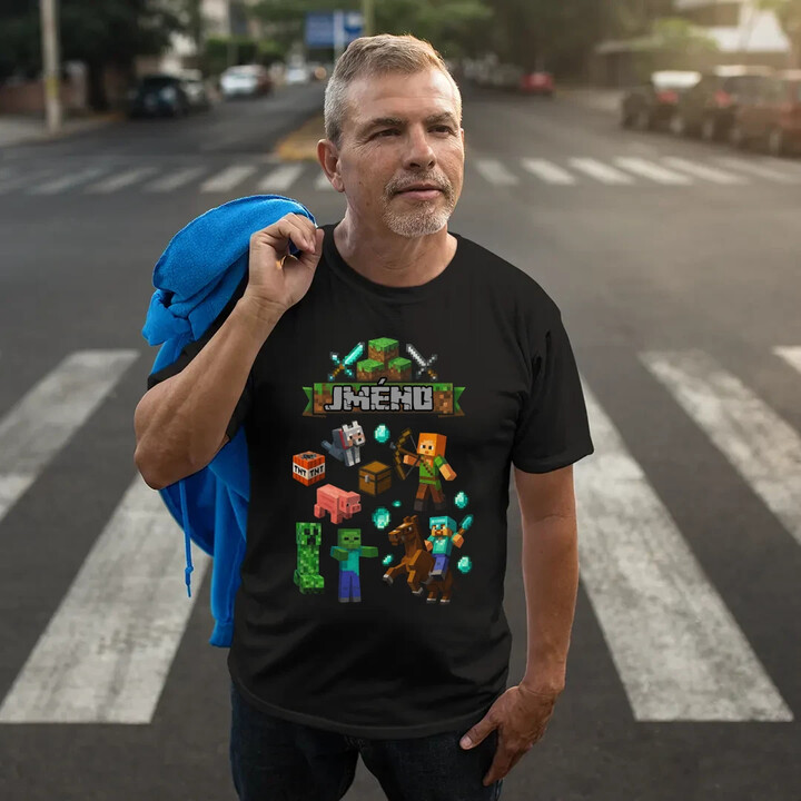 Tričko se jménem pro fanoušky hry Minecraft - pánské tričko s potiskem - personalizovaný produkt