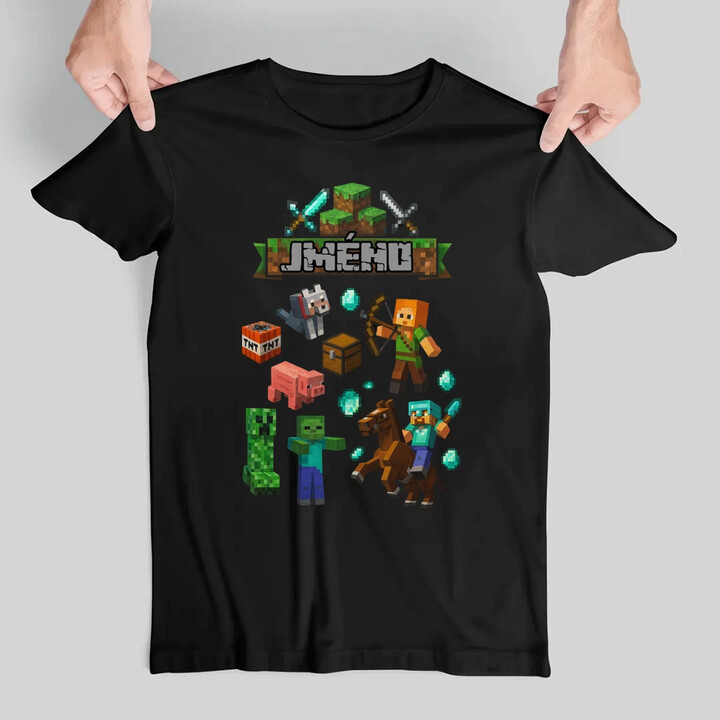 Tričko se jménem pro fanoušky hry Minecraft - pánské tričko s potiskem - personalizovaný produkt