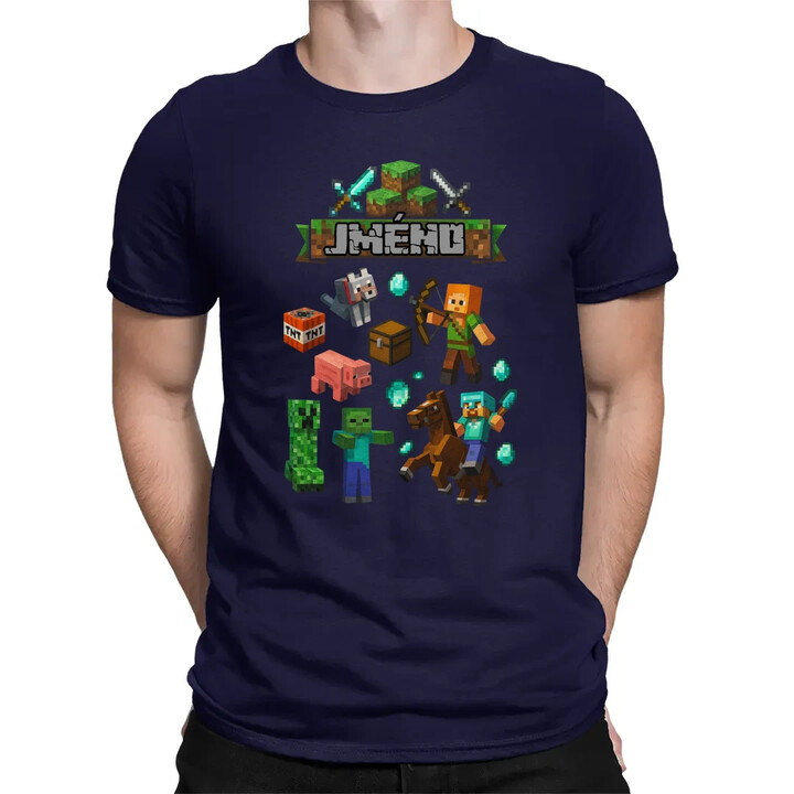 Tričko se jménem pro fanoušky hry Minecraft - pánské tričko s potiskem - personalizovaný produkt