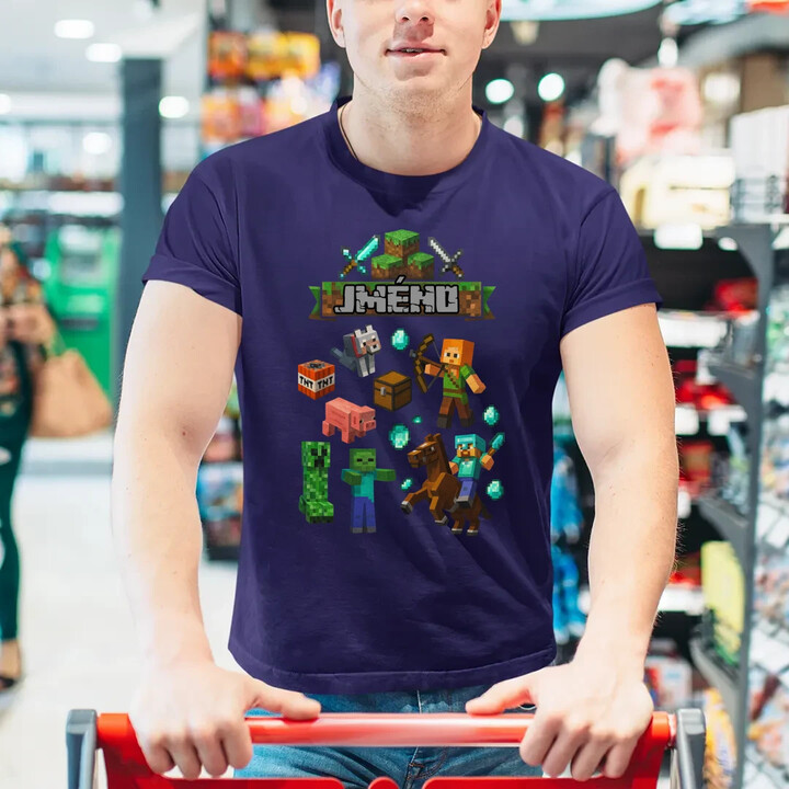 Tričko se jménem pro fanoušky hry Minecraft - pánské tričko s potiskem - personalizovaný produkt