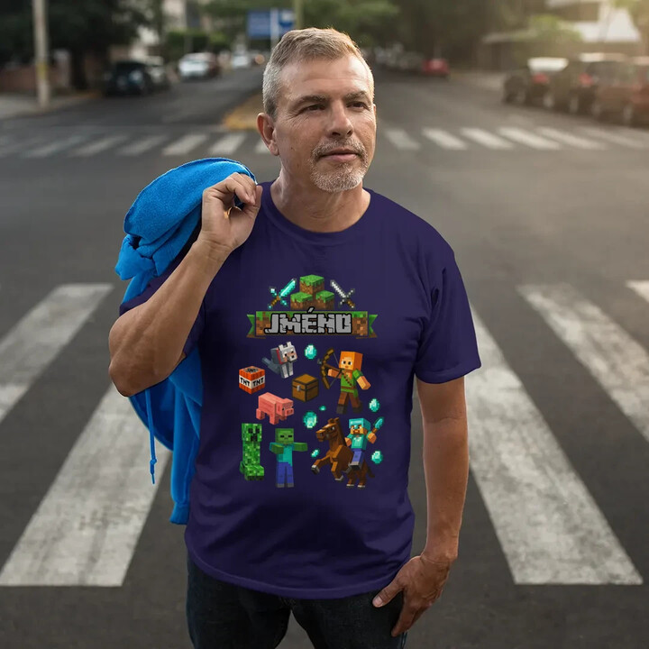 Tričko se jménem pro fanoušky hry Minecraft - pánské tričko s potiskem - personalizovaný produkt