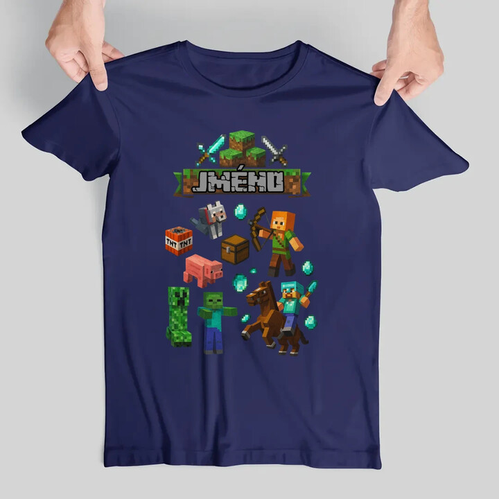 Tričko se jménem pro fanoušky hry Minecraft - pánské tričko s potiskem - personalizovaný produkt