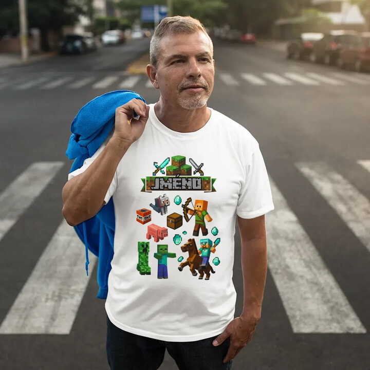 Tričko se jménem pro fanoušky hry Minecraft - pánské tričko s potiskem - personalizovaný produkt