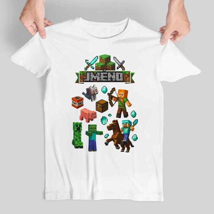 Tričko se jménem pro fanoušky hry Minecraft - pánské tričko s potiskem - personalizovaný produkt