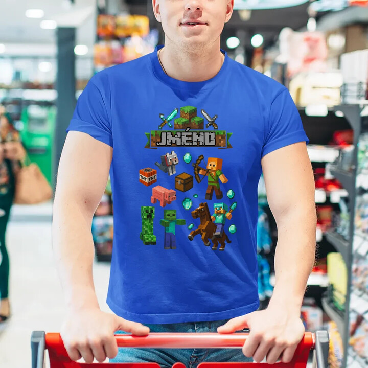 Tričko se jménem pro fanoušky hry Minecraft - pánské tričko s potiskem - personalizovaný produkt