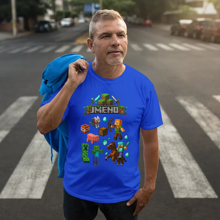 Tričko se jménem pro fanoušky hry Minecraft - pánské tričko s potiskem - personalizovaný produkt