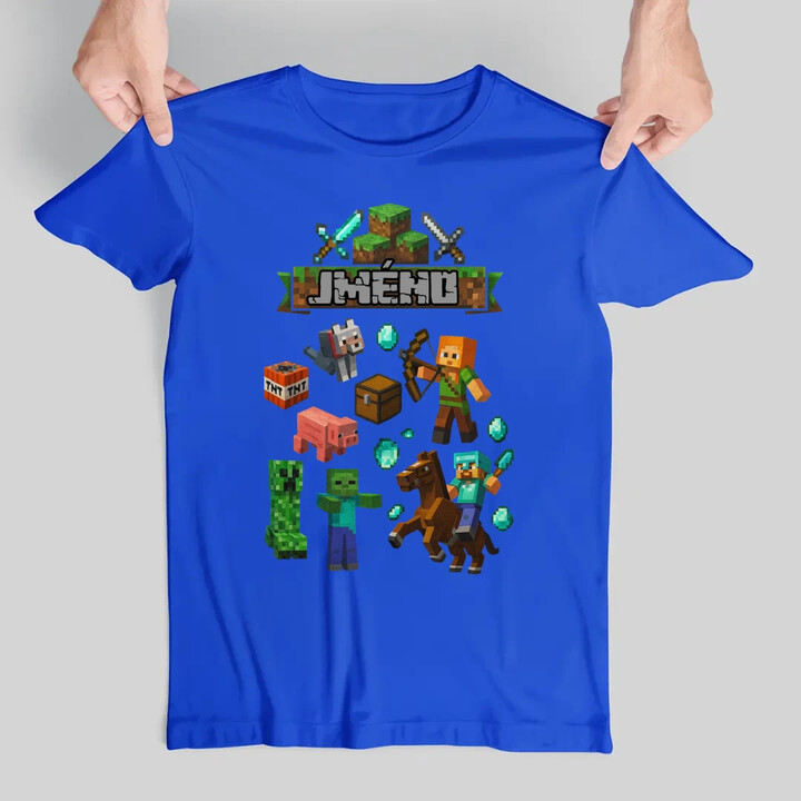 Tričko se jménem pro fanoušky hry Minecraft - pánské tričko s potiskem - personalizovaný produkt