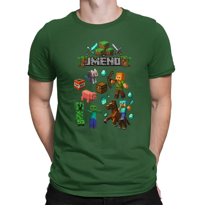 Tričko se jménem pro fanoušky hry Minecraft - pánské tričko s potiskem - personalizovaný produkt