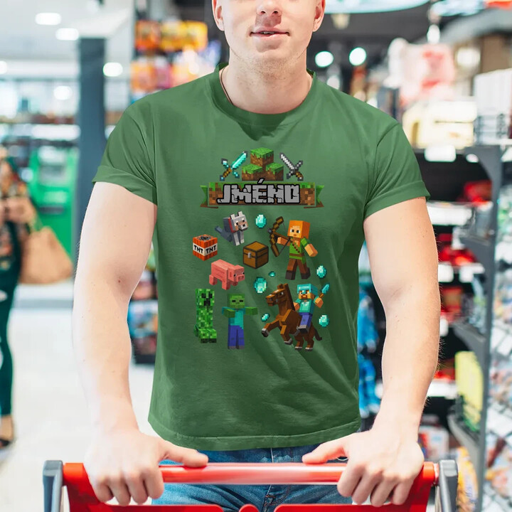 Tričko se jménem pro fanoušky hry Minecraft - pánské tričko s potiskem - personalizovaný produkt