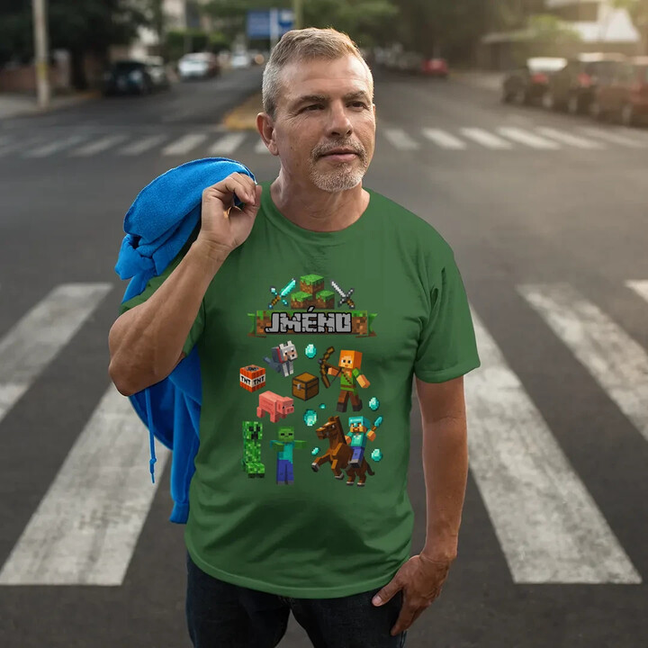 Tričko se jménem pro fanoušky hry Minecraft - pánské tričko s potiskem - personalizovaný produkt