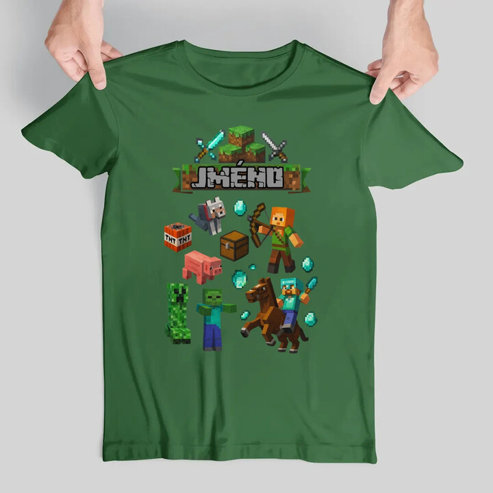 Tričko se jménem pro fanoušky hry Minecraft - pánské tričko s potiskem - personalizovaný produkt