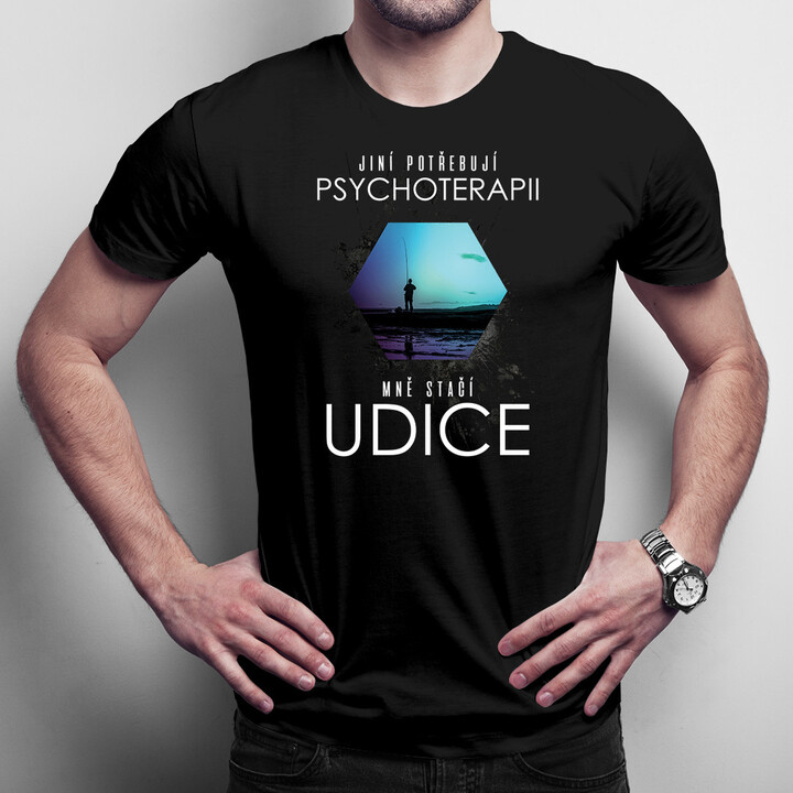 Jiní potřebují psychoterapii, mně stačí udice - pánské tričko s potiskem