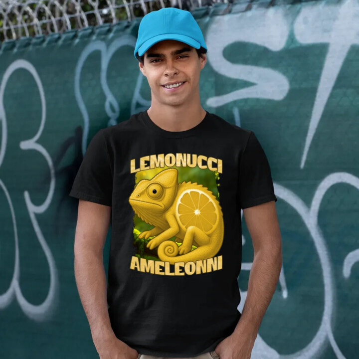 Lemonucci Ameleonni - Italian Brainrot - chameleon citron - pánské tričko s potiskem