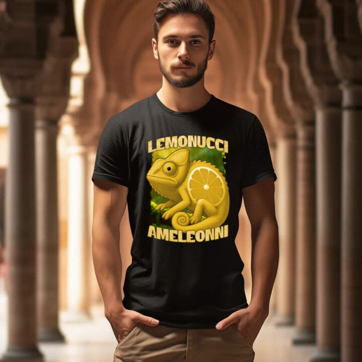 Lemonucci Ameleonni - Italian Brainrot - chameleon citron - pánské tričko s potiskem