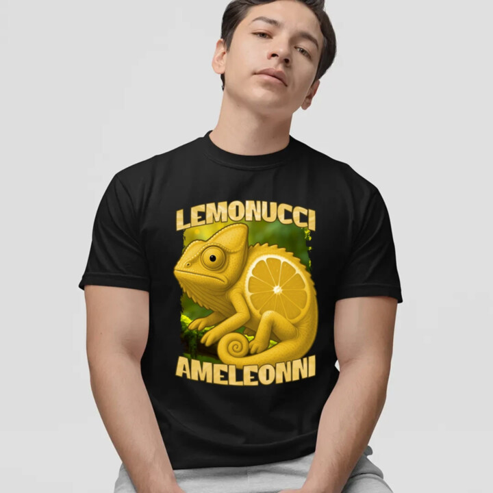 Lemonucci Ameleonni - Italian Brainrot - chameleon citron - pánské tričko s potiskem