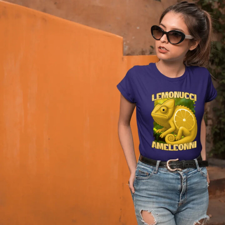 Lemonucci Ameleonni - Italian Brainrot - chameleon citron  - dámské tričko s potiskem