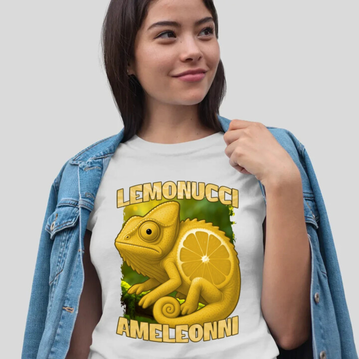 Lemonucci Ameleonni - Italian Brainrot - chameleon citron  - dámské tričko s potiskem