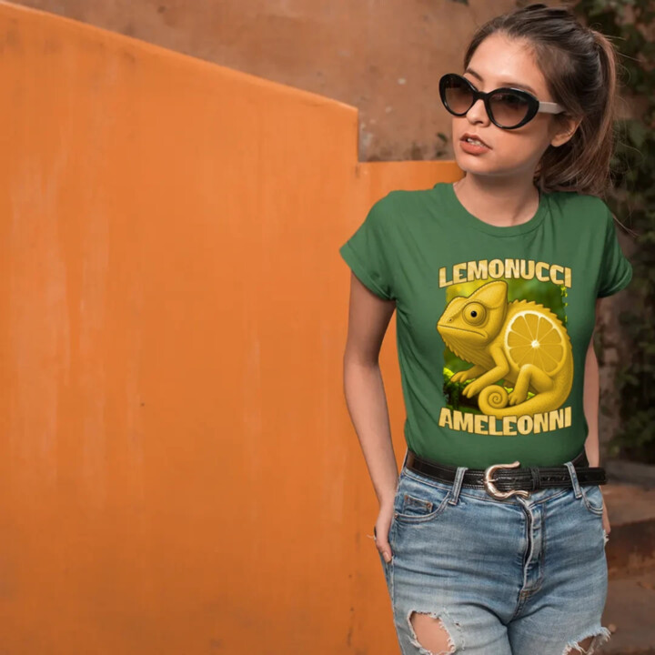 Lemonucci Ameleonni - Italian Brainrot - chameleon citron  - dámské tričko s potiskem