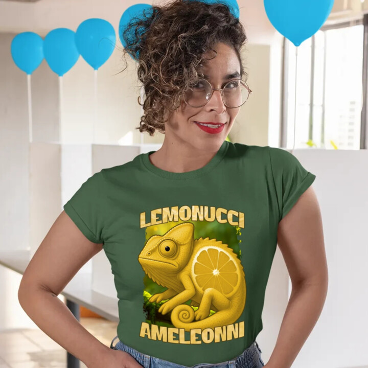 Lemonucci Ameleonni - Italian Brainrot - chameleon citron  - dámské tričko s potiskem