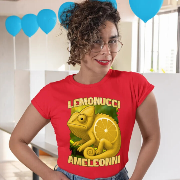 Lemonucci Ameleonni - Italian Brainrot - chameleon citron  - dámské tričko s potiskem