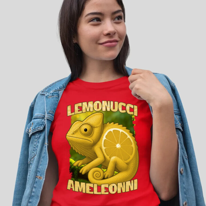 Lemonucci Ameleonni - Italian Brainrot - chameleon citron  - dámské tričko s potiskem