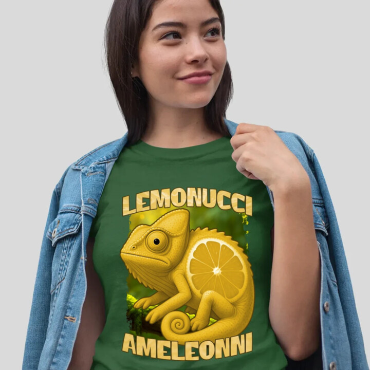 Lemonucci Ameleonni - Italian Brainrot - chameleon citron  - dámské tričko s potiskem