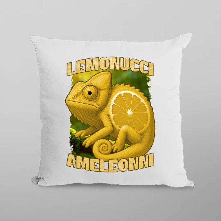 Lemonucci Ameleonni - Italian Brainrot - chameleon citron - polštář s potiskem