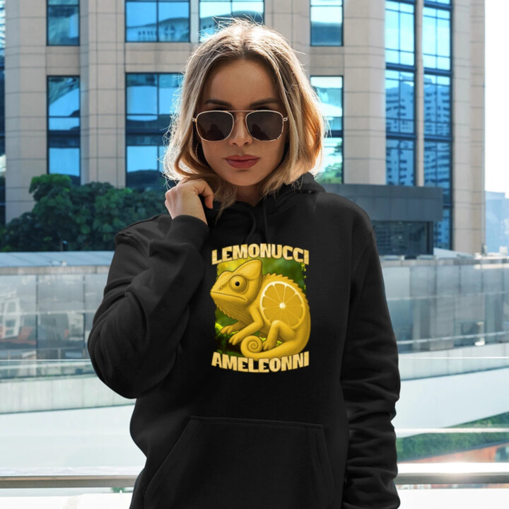 Lemonucci Ameleonni - Italian Brainrot - chameleon citron - dámská mikina s potiskem