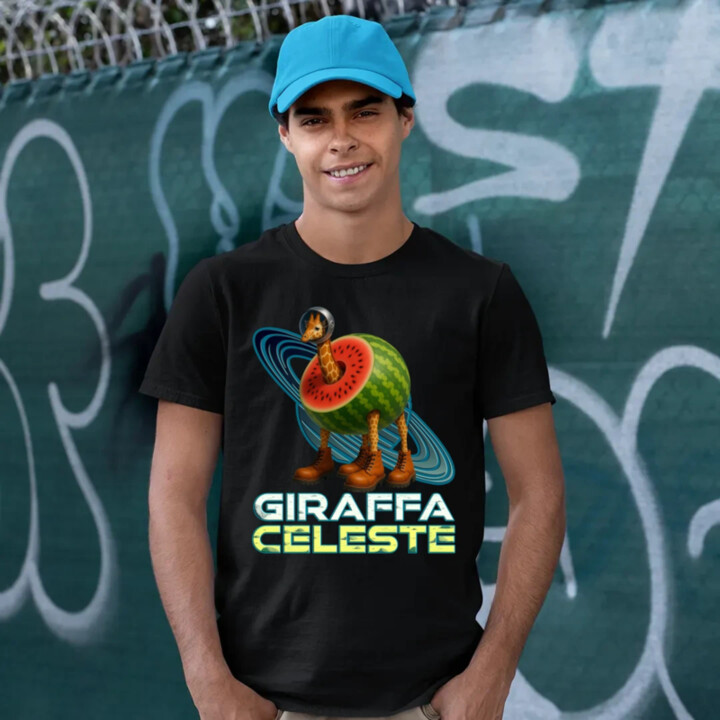 Giraffa celeste - Italian Brainrot - žirafa v melounu - pánské tričko s potiskem