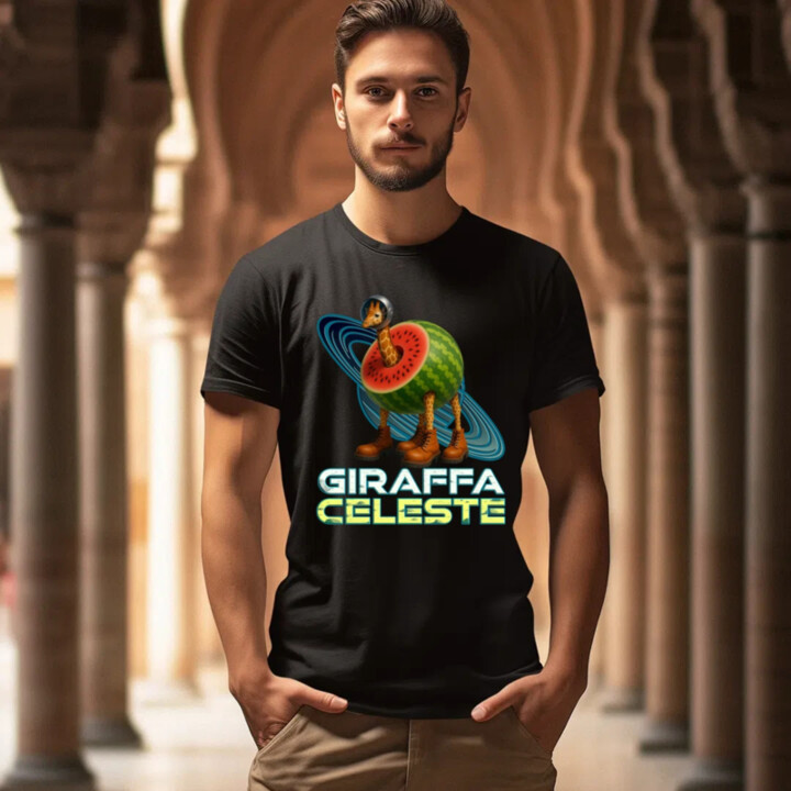 Giraffa celeste - Italian Brainrot - žirafa v melounu - pánské tričko s potiskem