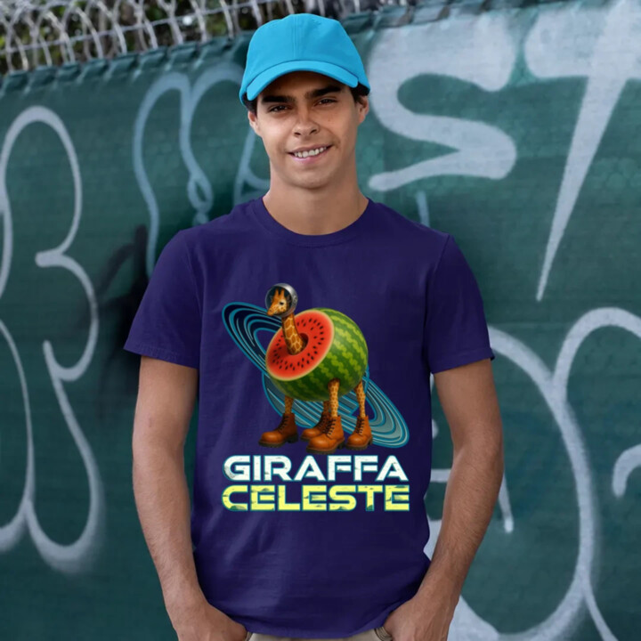 Giraffa celeste - Italian Brainrot - žirafa v melounu - pánské tričko s potiskem