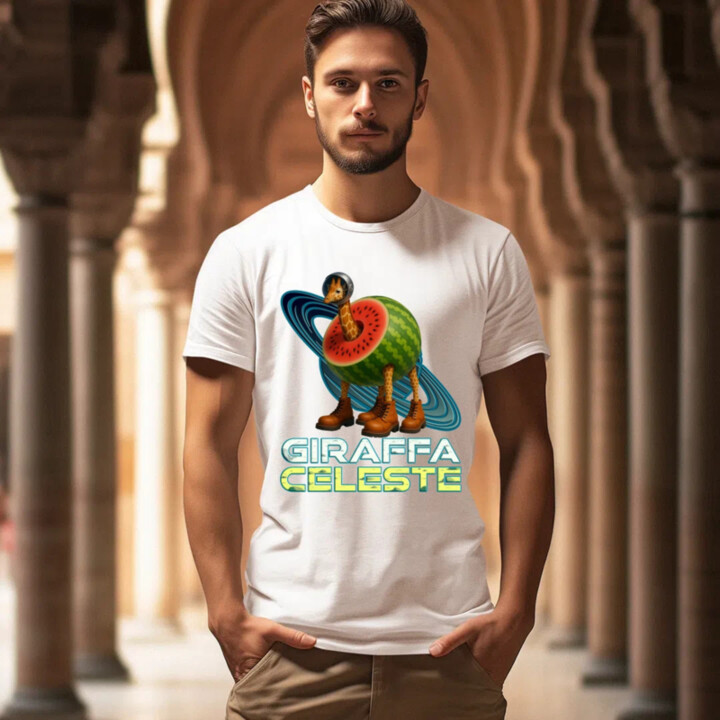 Giraffa celeste - Italian Brainrot - žirafa v melounu - pánské tričko s potiskem