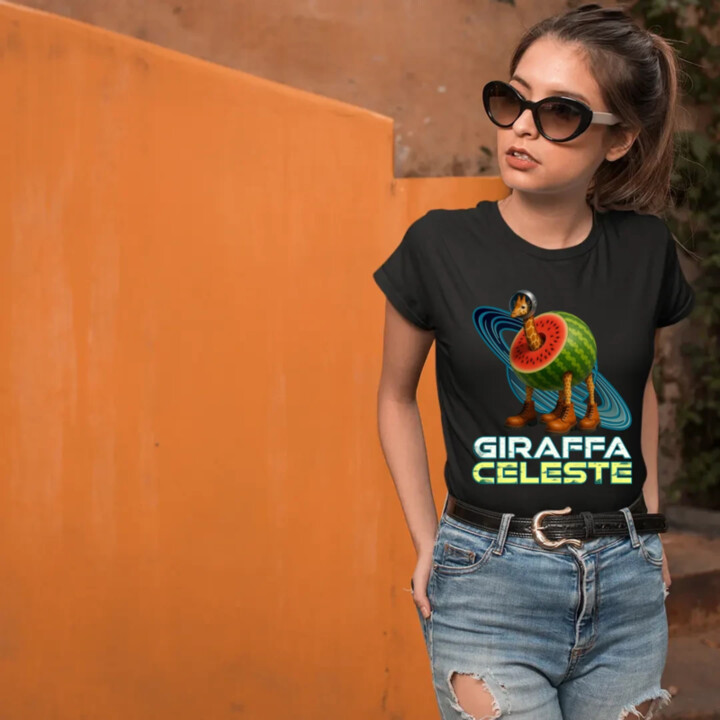 Giraffa celeste - Italian Brainrot - žirafa v melounu  - dámské tričko s potiskem