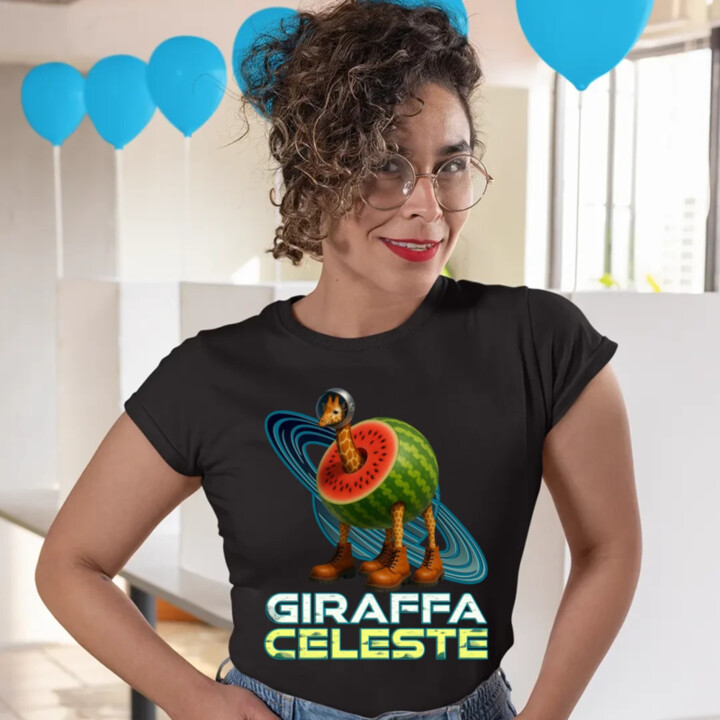 Giraffa celeste - Italian Brainrot - žirafa v melounu  - dámské tričko s potiskem