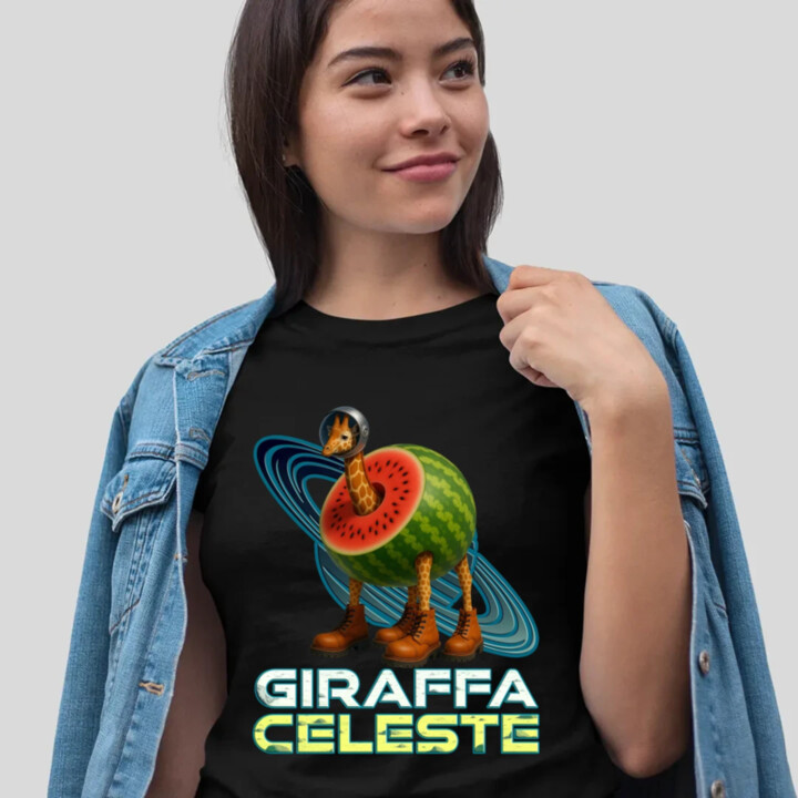 Giraffa celeste - Italian Brainrot - žirafa v melounu  - dámské tričko s potiskem
