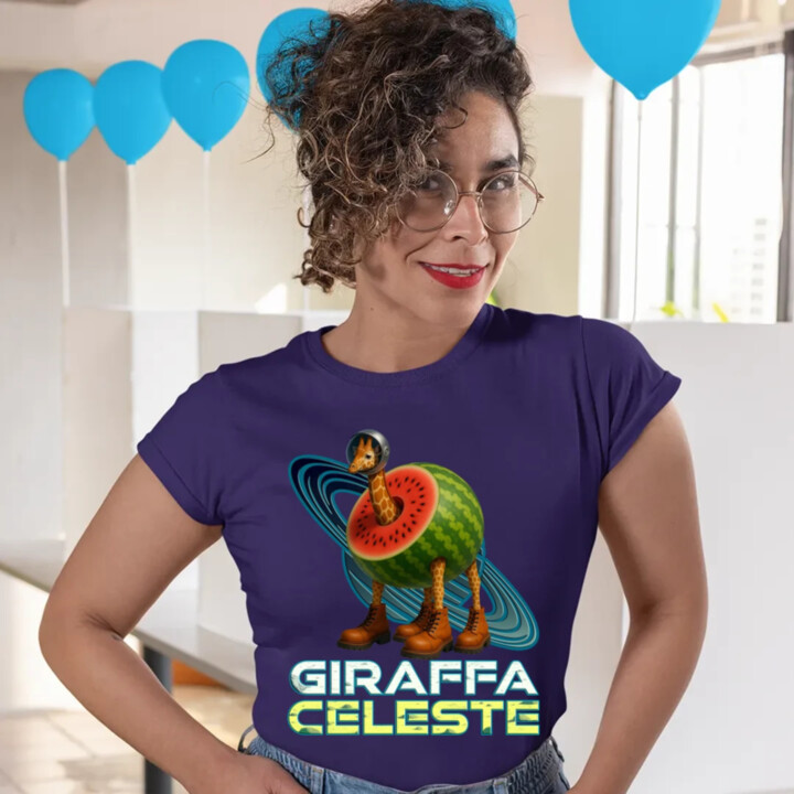 Giraffa celeste - Italian Brainrot - žirafa v melounu  - dámské tričko s potiskem