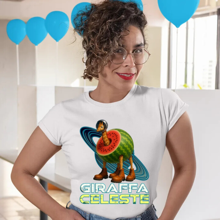 Giraffa celeste - Italian Brainrot - žirafa v melounu  - dámské tričko s potiskem