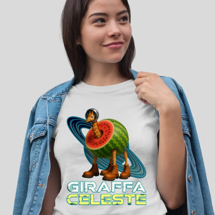 Giraffa celeste - Italian Brainrot - žirafa v melounu  - dámské tričko s potiskem