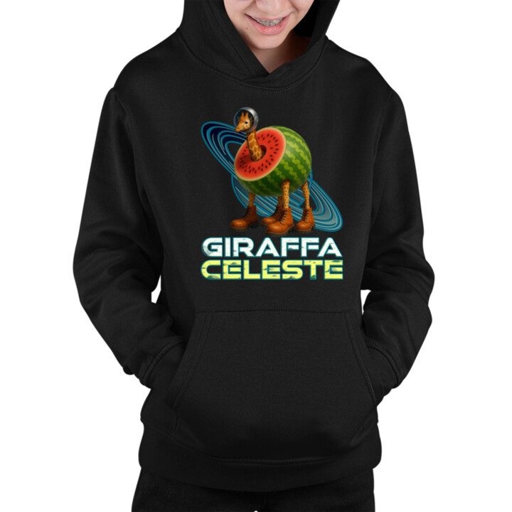 Giraffa celeste - Italian Brainrot - žirafa v melounu - dětská mikina s kapucí