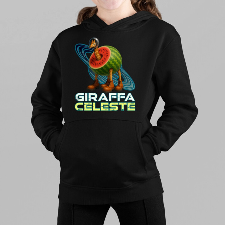 Giraffa celeste - Italian Brainrot - žirafa v melounu - dětská mikina s kapucí