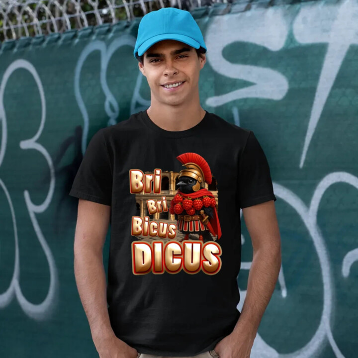 Bri Bri Bicus Dicus - pták s malinovým náhrdelníkem - Italian Brainrot  - pánské tričko s potiskem