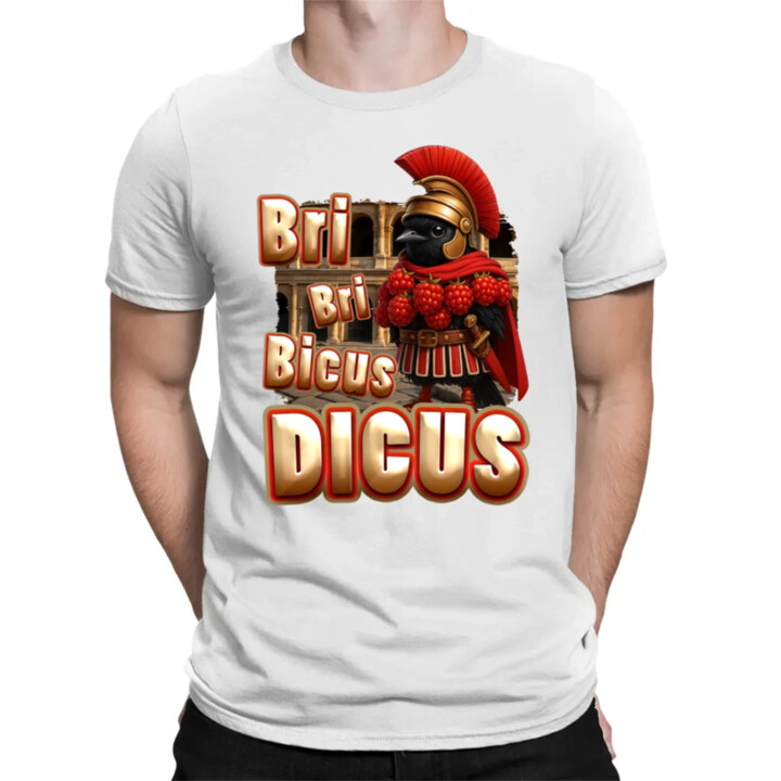 Bri Bri Bicus Dicus - pták s malinovým náhrdelníkem - Italian Brainrot  - pánské tričko s potiskem
