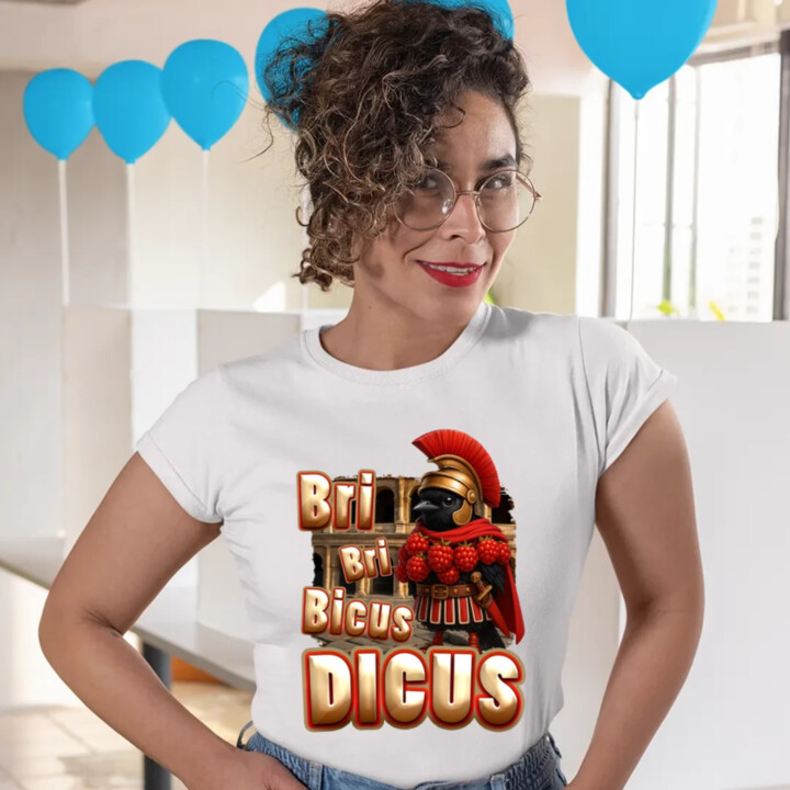 Bri Bri Bicus Dicus - pták s malinovým náhrdelníkem - Italian Brainrot   - dámské tričko s potiskem